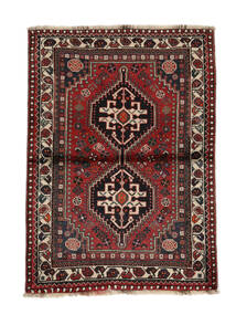 117X162 Alfombra Shiraz Oriental Negro/Rojo Oscuro (Lana, Persia/Irán) Carpetvista