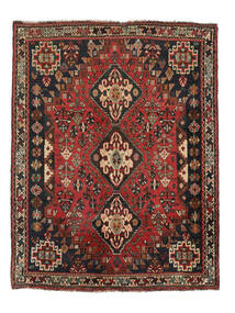 125X164 Shiraz Teppich Orientalischer Schwarz/Dunkelrot (Wolle, Persien/Iran) Carpetvista