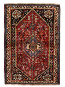 Shiraz Teppe 110X160 Svart/Mørk Rød Ull, Persia/Iran Carpetvista