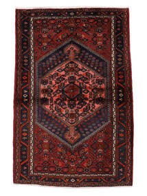  Oriental Hamadan Rug 132X200 Black/Dark Red Wool, Persia/Iran Carpetvista