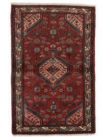 105X167 Χαλι Ανατολής Hamadan Μαύρα/Σκούρο Κόκκινο (Μαλλί, Περσικά/Ιρανικά) Carpetvista