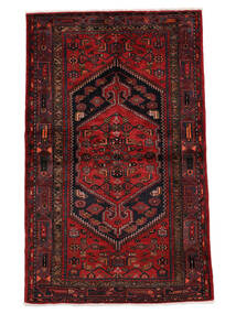 Hamadan Rug 137X224 Black/Dark Red Wool, Persia/Iran Carpetvista