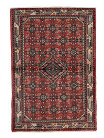  Perzisch Hamadan Vloerkleed 100X150 Zwart/Donkerrood (Wol, Perzië/Iran)