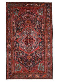  ハマダン 絨毯 130X220 ペルシャ ウール 黒/深紅色の 小 