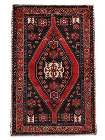 146X231 Hamadan Teppich Orientalischer Schwarz/Dunkelrot (Wolle, Persien/Iran)