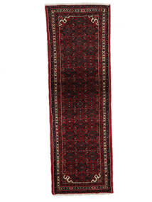 絨毯 ペルシャ ハマダン 68X207 廊下 カーペット ブラック/ダークレッド (ウール, ペルシャ/イラン)