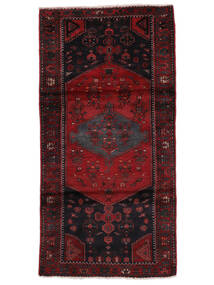  Orientalsk Hamadan Teppe 105X212 Svart/Mørk Rød Ull, Persia/Iran Carpetvista