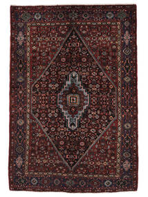  Orientalischer Hamadan Teppich 147X215 Schwarz/Dunkelrot Wolle, Persien/Iran Carpetvista