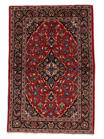 Tapis Kashan 100X146 Noir/Rouge Foncé (Laine, Perse/Iran)