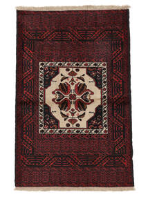 90X140 絨毯 オリエンタル バルーチ ブラック/ダークレッド (ウール, ペルシャ/イラン) Carpetvista