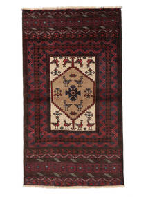  Persischer Belutsch Teppich 87X157 Schwarz/Dunkelrot (Wolle, Persien/Iran)
