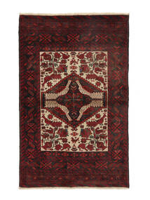 Belutsch Teppich 90X145 Schwarz/Dunkelrot Wolle, Persien/Iran Carpetvista