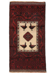 Belutsch Teppich 87X158 Schwarz/Dunkelrot Wolle, Persien/Iran Carpetvista