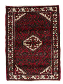 112X155 Alfombra Oriental Hamadan Negro/Rojo Oscuro (Lana, Persia/Irán) Carpetvista