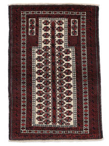 絨毯 バルーチ 94X142 黒/茶 (ウール, ペルシャ/イラン)