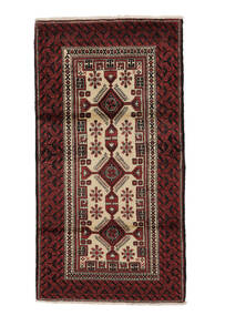 100X192 Belutsch Teppich Orientalischer Schwarz/Dunkelrot (Wolle, Persien/Iran) Carpetvista