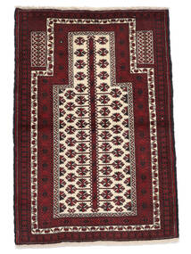 Belutsch Teppich 97X147 Schwarz/Dunkelrot Wolle, Persien/Iran Carpetvista