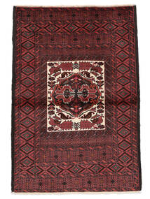 絨毯 バルーチ 95X145 黒/深紅色の (ウール, ペルシャ/イラン)
