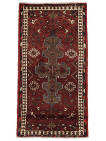 絨毯 ペルシャ ハマダン 75X145 ブラック/ダークレッド (ウール, ペルシャ/イラン)