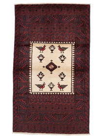 絨毯 バルーチ 98X170 黒/深紅色の (ウール, ペルシャ/イラン)