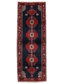 Dywan Orientalny Hamadan 110X315 Chodnikowy Czarny/Ciemnoczerwony (Wełna, Persja/Iran)