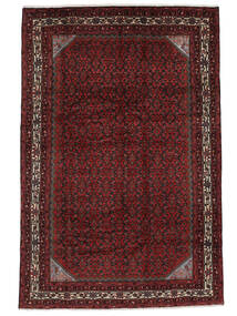  Orientalischer Hosseinabad Teppich 205X305 Schwarz/Dunkelrot Wolle, Persien/Iran Carpetvista