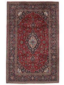 196X308 絨毯 オリエンタル カシャン ブラック/ダークレッド (ウール, ペルシャ/イラン) Carpetvista
