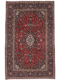 195X310 Tapis D'orient Kashan Noir/Rouge Foncé (Laine, Perse/Iran) Carpetvista