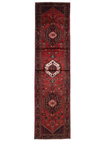  Perzisch Hamadan Vloerkleed 100X400 Zwart/Donkerrood Carpetvista