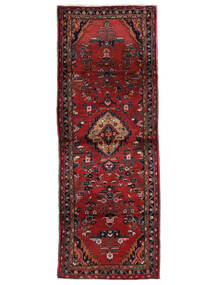 絨毯 ハマダン 110X307 廊下 カーペット ダークレッド/ブラック (ウール, ペルシャ/イラン)