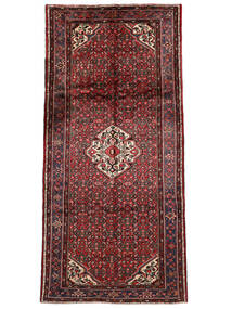 155X335 Hosseinabad Teppich Orientalischer Läufer Schwarz/Dunkelrot (Wolle, Persien/Iran) Carpetvista