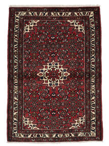 絨毯 オリエンタル ホセイナバード 104X149 ブラック/ダークレッド (ウール, ペルシャ/イラン)