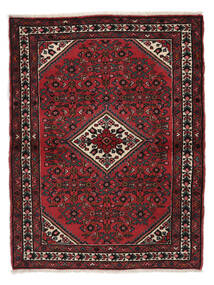 112X147 Hosseinabad Teppe Orientalsk Svart/Mørk Rød (Ull, Persia/Iran) Carpetvista