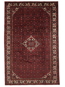 Koberec Perský Hosseinabad 200X314 Černá/Tmavě Červená (Vlna, Persie/Írán)