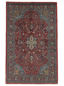  132X210 Sarough Fine Teppich Schwarz/Dunkelrot Persien/Iran Carpetvista