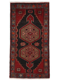 Hamadan Teppe 77X150 Svart/Mørk Rød Ull, Persia/Iran Carpetvista