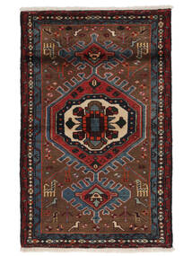 80X122 絨毯 ハマダン オリエンタル ブラック/ダークレッド (ウール, ペルシャ/イラン) Carpetvista