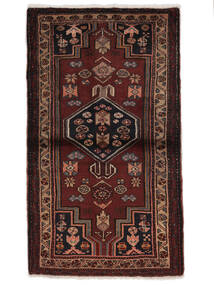 88X155 Hamadan Teppich Orientalischer Schwarz/Braun (Wolle, Persien/Iran) Carpetvista