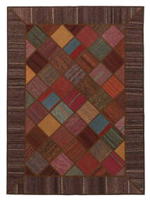 Kelim Patchwork Teppich 152X208 Schwarz/Dunkelrot Wolle, Persien/Iran Carpetvista