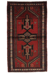 Tapis Hamadan 85X150 Noir/Rouge Foncé (Laine, Perse/Iran)