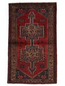 87X150 Alfombra Oriental Hamadan Negro/Rojo Oscuro (Lana, Persia/Irán) Carpetvista