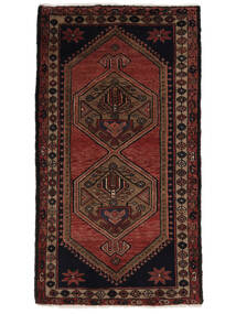 Hamadan Teppe 83X152 Svart/Mørk Rød Ull, Persia/Iran Carpetvista