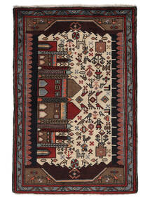 80X125 絨毯 ハマダン オリエンタル ブラック/ダークレッド (ウール, ペルシャ/イラン) Carpetvista