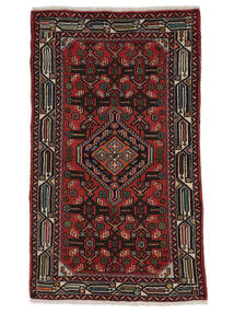  Orientalischer Hamadan Teppich 77X132 Schwarz/Dunkelrot Wolle, Persien/Iran Carpetvista
