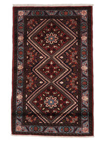 78X125 絨毯 ハマダン オリエンタル ブラック/ダークレッド (ウール, ペルシャ/イラン) Carpetvista