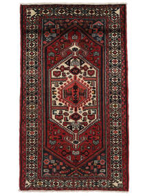 Hamadan Teppe 80X140 Svart/Mørk Rød Ull, Persia/Iran Carpetvista