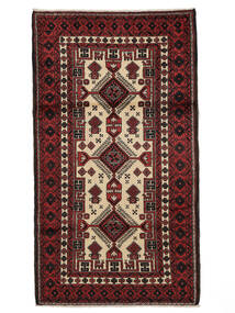 Belutsch Teppich 100X182 Schwarz/Dunkelrot Wolle, Persien/Iran Carpetvista