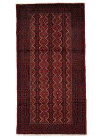  Orientalischer Belutsch Teppich 100X193 Schwarz/Dunkelrot Wolle, Persien/Iran Carpetvista