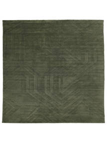  250X250 Groß Labyrinth Teppich - Waldgrün Wolle