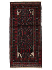  Persischer Belutsch Teppich 92X173 Schwarz/Dunkelrot (Wolle, Persien/Iran